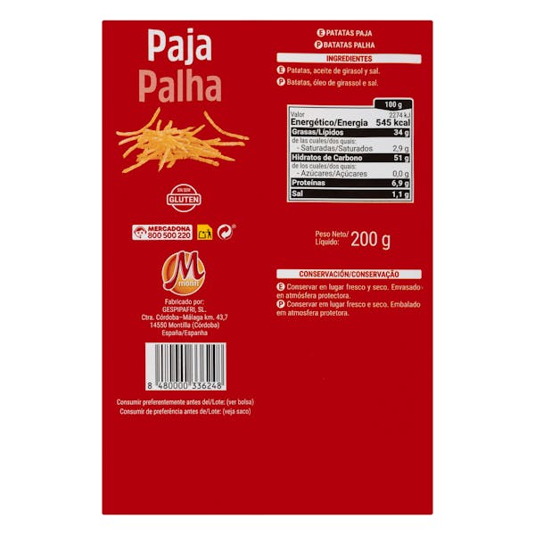 Patatas fritas paja Hacendado