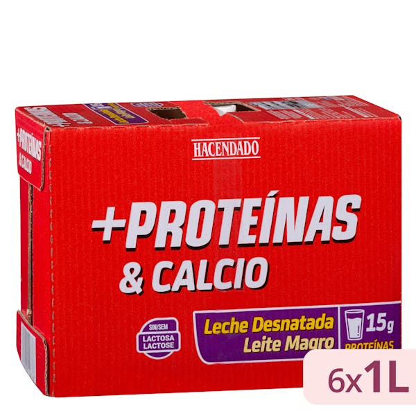 Leche +Proteínas desnatada Hacendado 6 l. en Mercadona