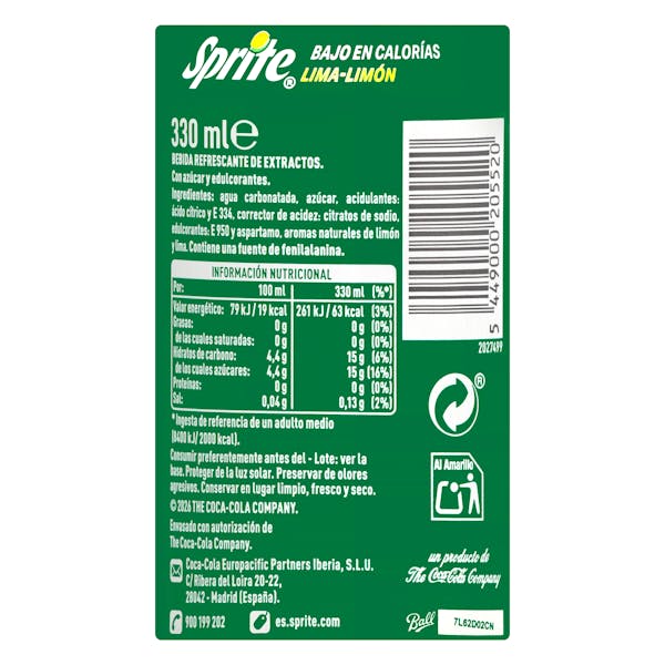Refresco lima limón Sprite