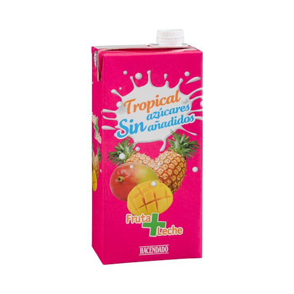 Fruta + leche tropical Hacendado sin azúcares añadidos