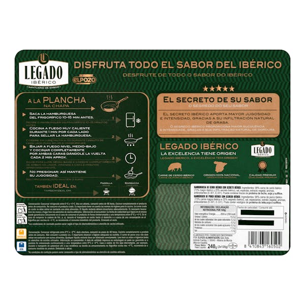 Hamburguesa de cerdo ibérico El Pozo con secreto ibérico