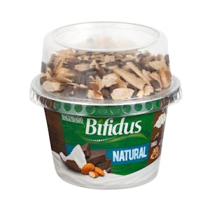 Bífidus natural Hacendado con coco, almendras y chocolate