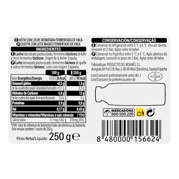Bebida Kéfir natural Hacendado 0% MG