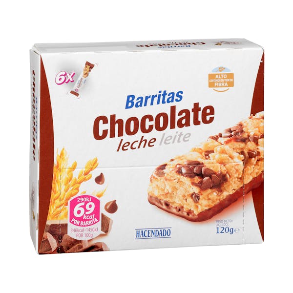 Barritas de cereales Hacendado chocolate con leche