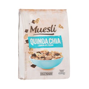 Muesli Hacendado con quinoa, chía y chocolate negro