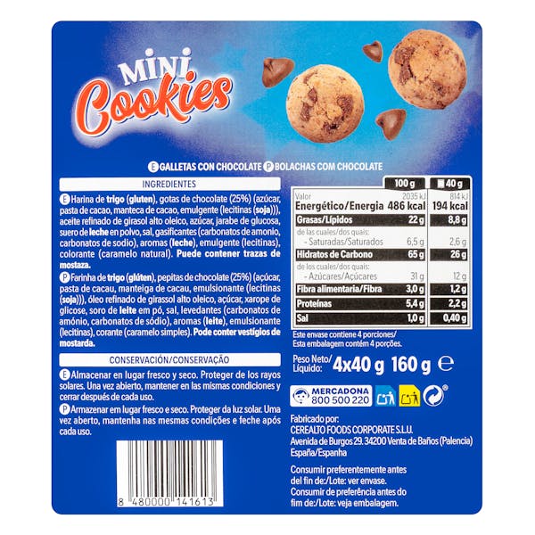 Mini galletas cookies Hacendado