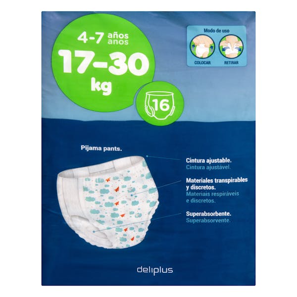 Pañal junior braguita noche infantil de 17-30 kg Deliplus
