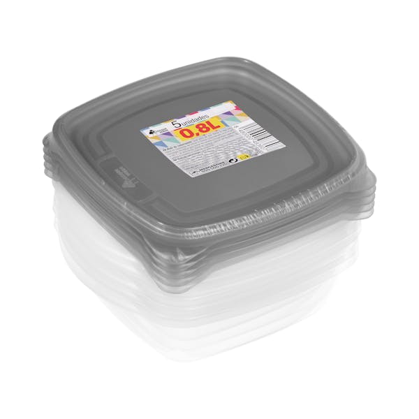 Recipiente de plástico cuadrado bajo 0,8L Bosque Verde