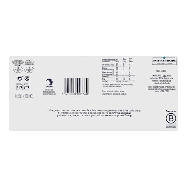 Yogur natural Danone