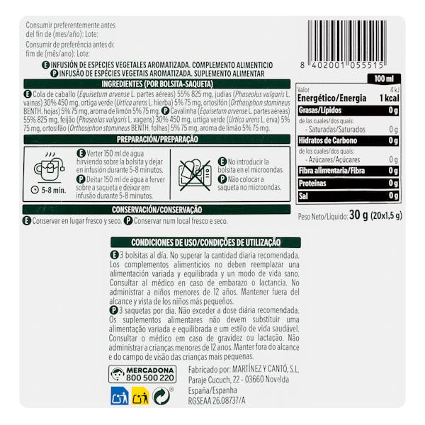 Infusión Cola de caballo Hacendado