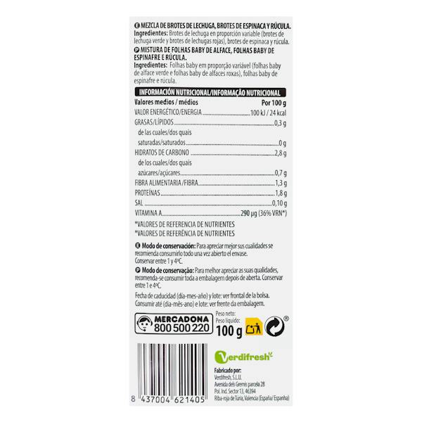 Etiqueta / ingredientes