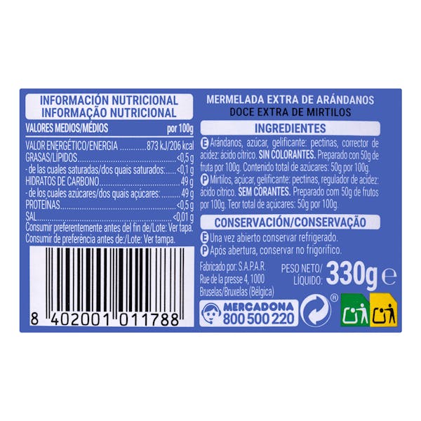 Mermelada de arándanos Hacendado