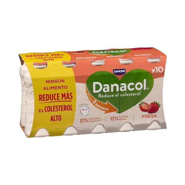 Bebida láctea de fresa Danacol 0% azúcares añadidos