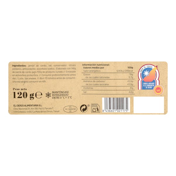 Jamón de Teruel El Cierzo lonchas
