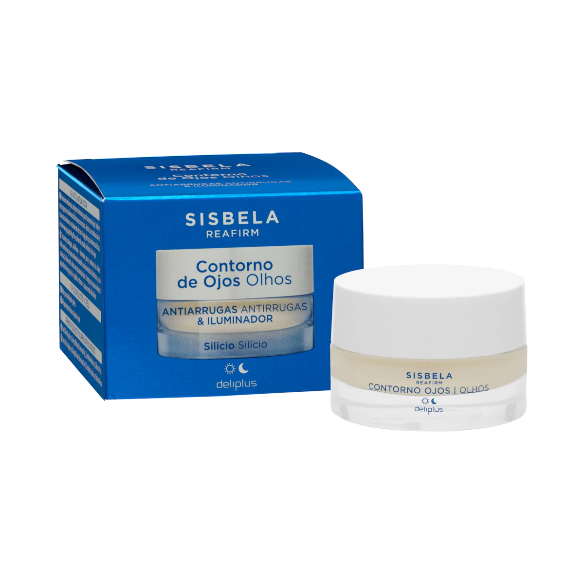 Contorno de ojos Antiarrugas e Iluminador con silicio Sisbela Reafirm Deliplus – Mercadona – صورة إعلانية للمنتج