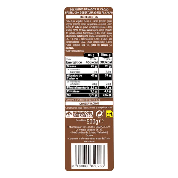 Bocaditos bañados al cacao Hacendado