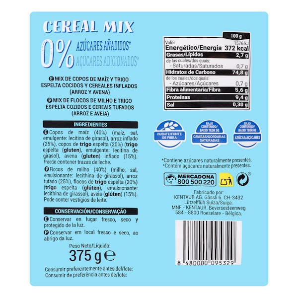 Cereales Cereal Mix Hacendado 0% azúcares añadidos