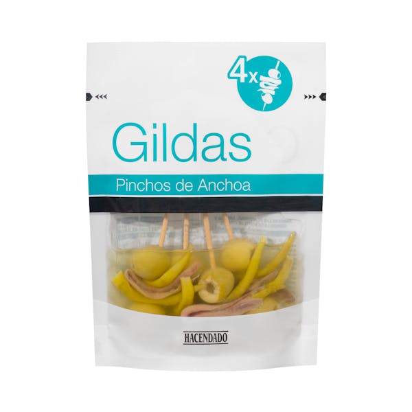 Imagen de Banderillas Gildas Hacendado pinchos de aceituna, anchoa y guindilla