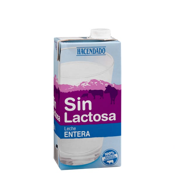 Leche entera sin lactosa Hacendado