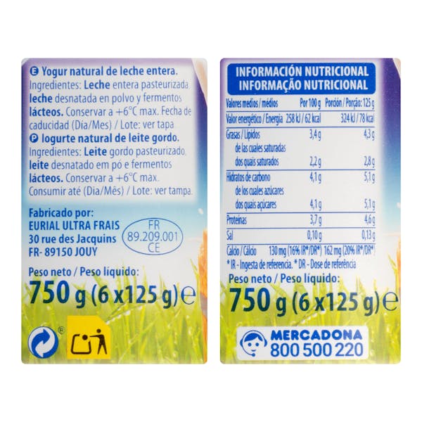Yogur natural Hacendado