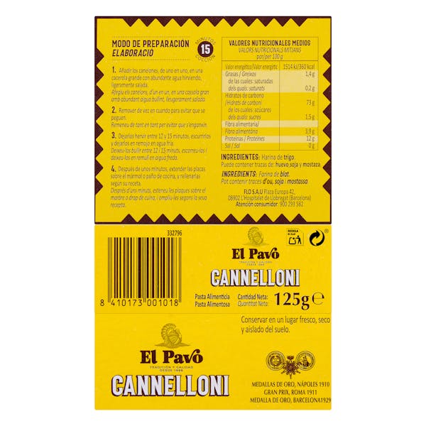 Placas para canelones El Pavo