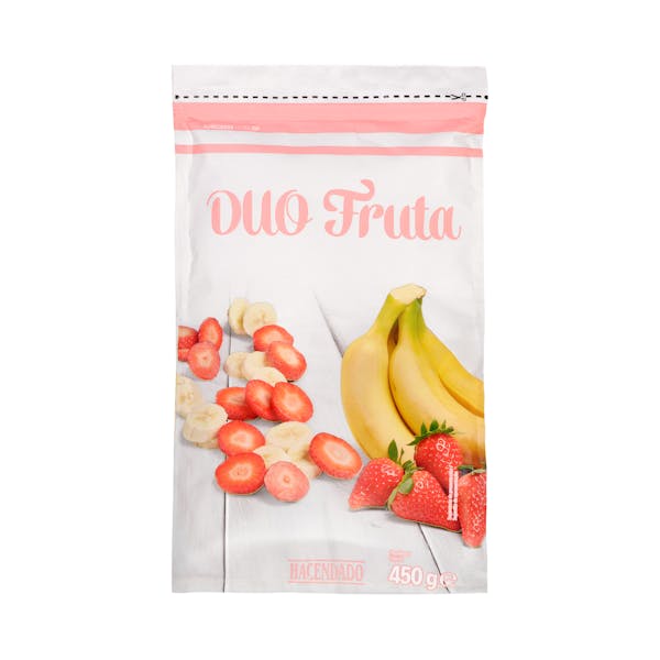 Mix frutas fresa y plátano Hacendado congeladas