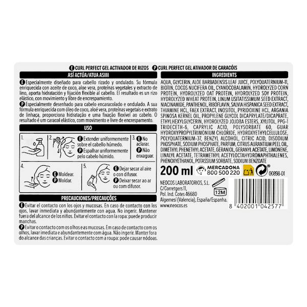 Etiqueta / ingredientes