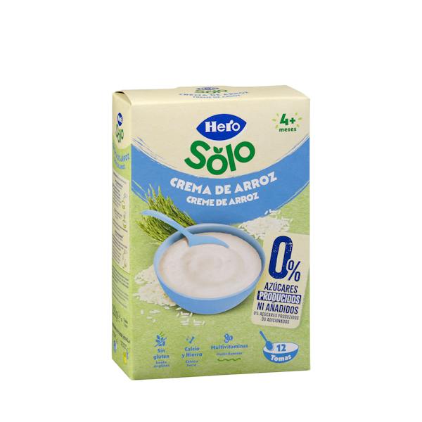 Papilla sin gluten crema de arroz Hero Solo +4 meses