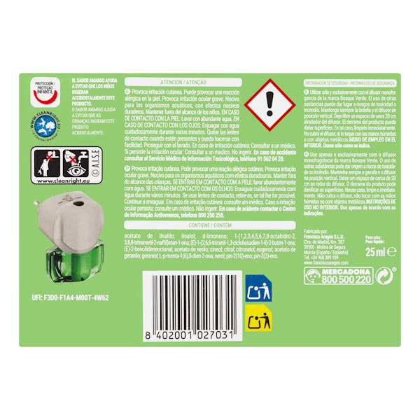 Recambio ambientador eléctrico Matcha Bosque Verde