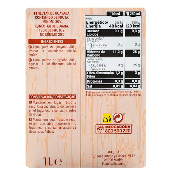 Néctar de guayaba Hacendado