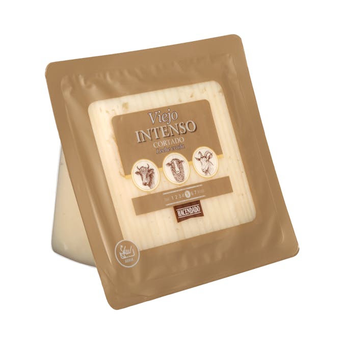 Queso viejo intenso mezcla Hacendado cortado en cuñitas