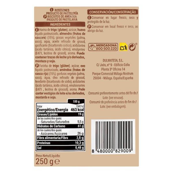 Rosegones pasta de almendras Hacendado