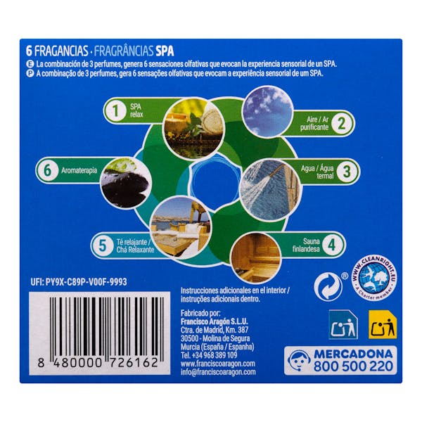 Recambio ambientador eléctrico Spa 6 fragancias Bosque Verde