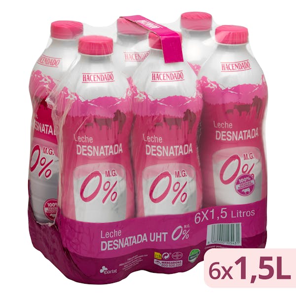Leche desnatada Hacendado 9 l. en Mercadona