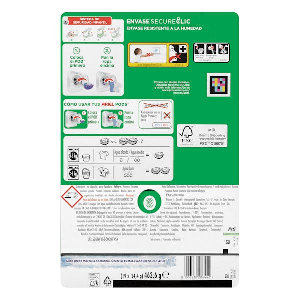 Detergente ropa todo en 1 frescor floral Ariel Pods en cápsulas