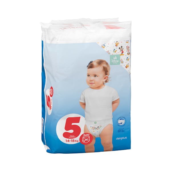 Pañales bebé talla 5 de 14-18 kg Deliplus