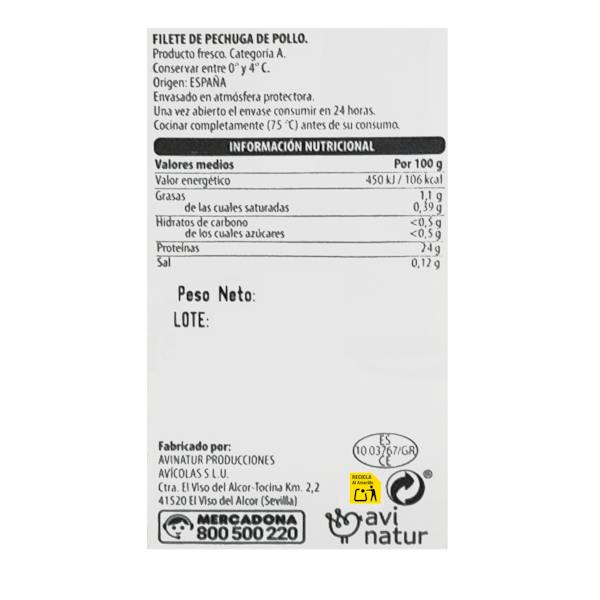 Etiqueta / ingredientes