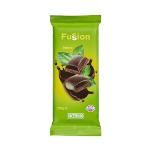 Chocolate negro extrafino Fussion Hacendado relleno sabor menta