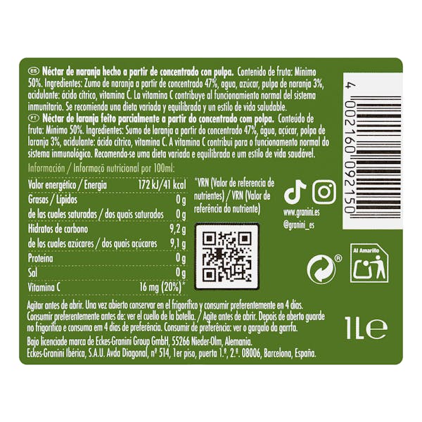 Néctar de naranja Granini