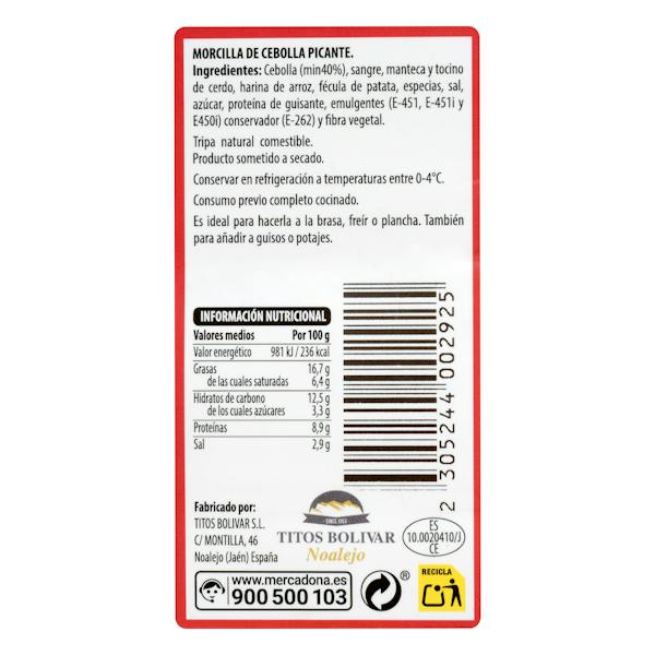 Etiqueta / ingredientes