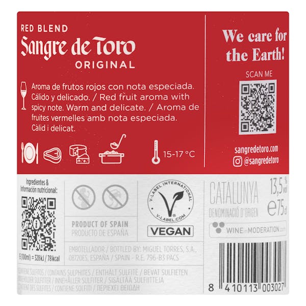 Vino tinto Sangre de Toro Bodegas Torres DO Catalunya