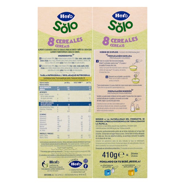 Papilla 8 cereales Hero Solo +6 meses