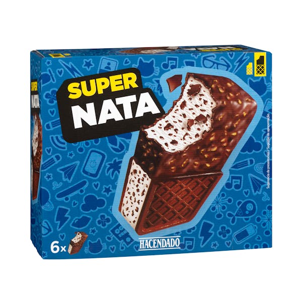 Super helado sándwich sabor nata Hacendado 0.87l