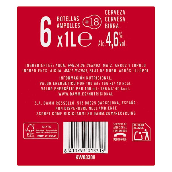 Cerveza suave Xibeca Damm