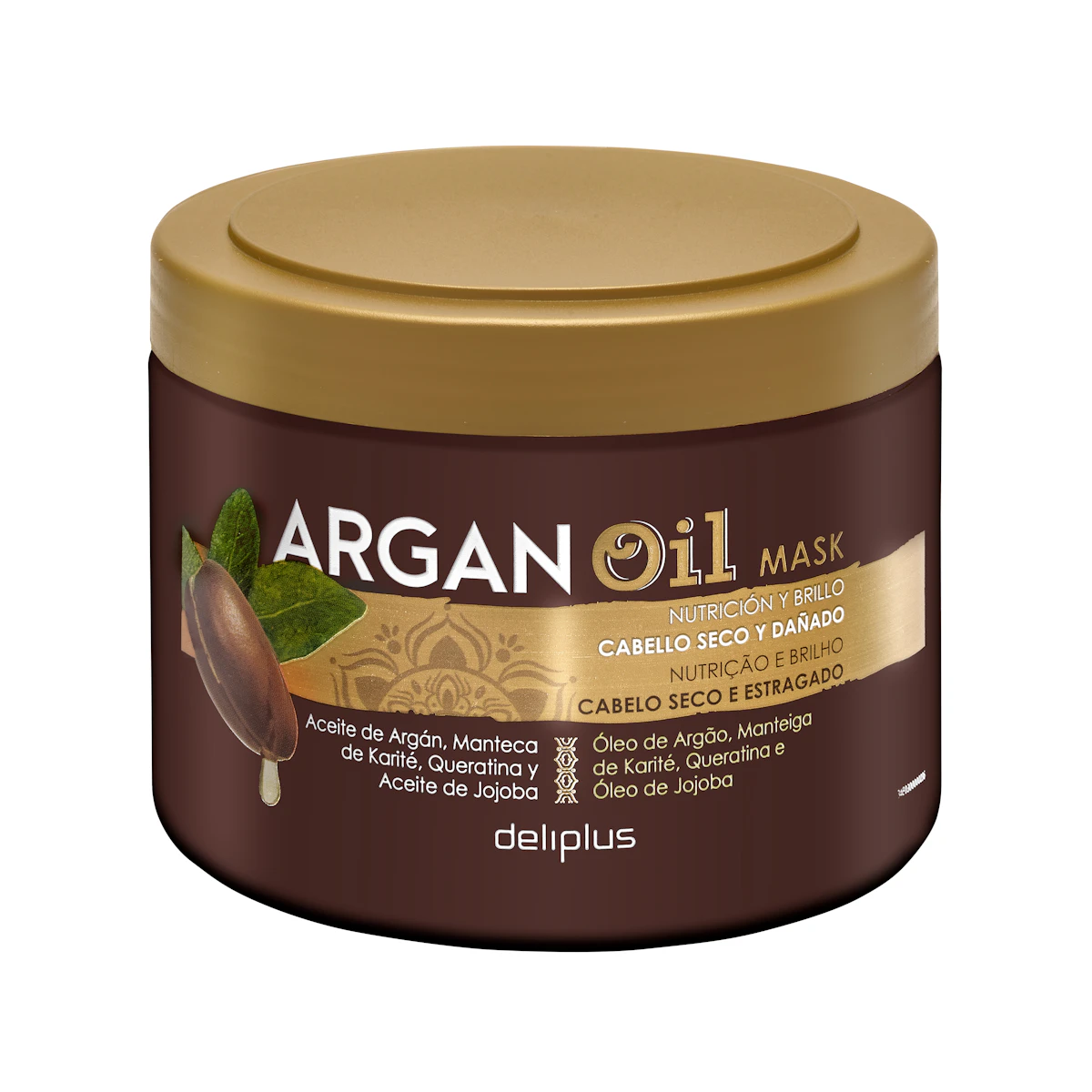 Mascarilla Argan Oil Deliplus cabello seco y dañado – Mercadona – صورة إعلانية للمنتج