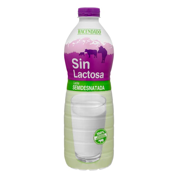Leche semidesnatada sin lactosa Hacendado