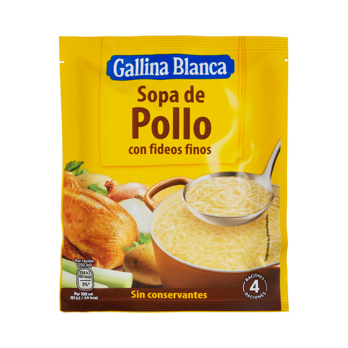 Sopa de pollo Gallina Blanca con fideos finos – Mercadona – صورة إعلانية للمنتج