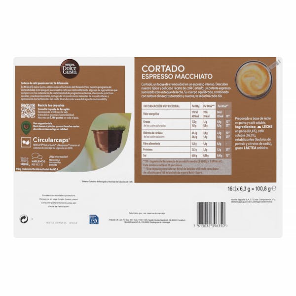 Café en cápsula cortado Dolce Gusto