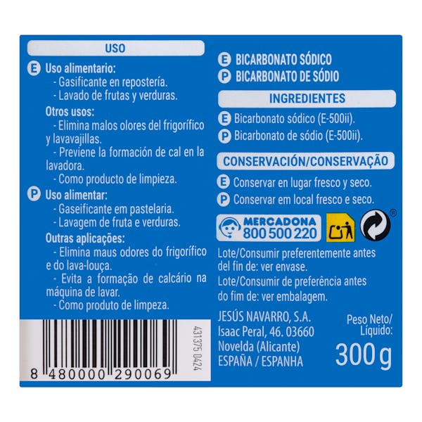 Bicarbonato de sódio Hacendado