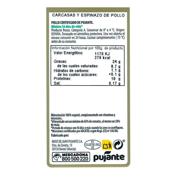 Carcasa de pollo certificado alimentado con un 50% de maíz